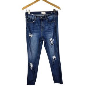 Nicole Miller Jeans Dark Blue Ripped Skinny Jeans